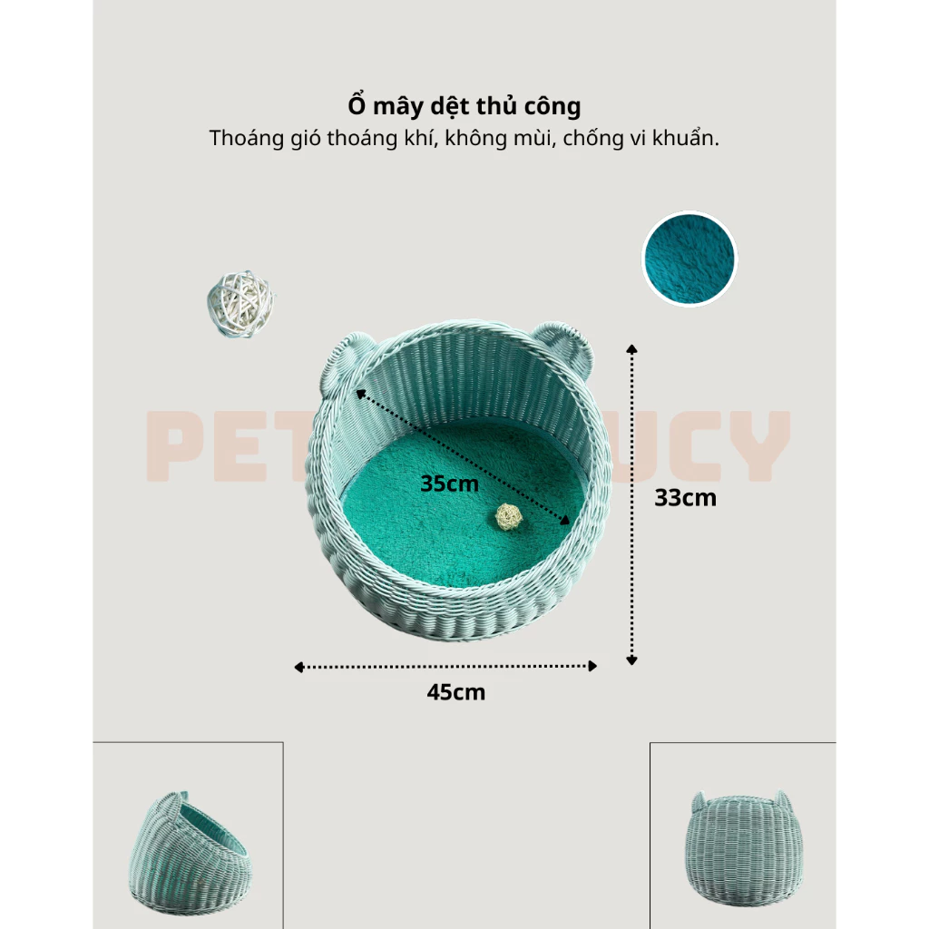 Ổ mây dệt thủ công cho thú cưng